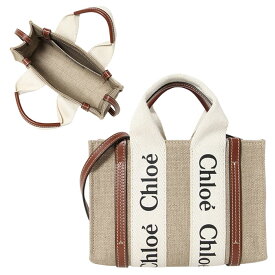クロエ chloe woody トートバッグ ミニ CHC22AP237 I26 ウッディ バッグ リネン キャンバス レディース 春夏