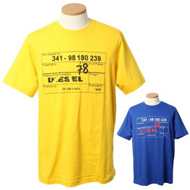 ディーゼル Tシャツ メンズ DIESEL 00SHYM 0CATM 半袖 黄 青 かっこいい おしゃれ 春夏