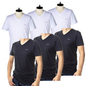 ディーゼル Tシャツ 3枚セット 00SPDM 0AALW Vネック 3枚組 ロゴ コットン ブランド アンダーウェア メンズ ホワイト ブラック DIESEL