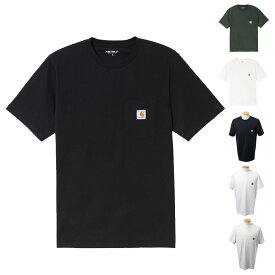 カーハート Tシャツ 半袖 クルーネック メンズ I022091 Carhartt ワンポイント 胸ポケット ホワイト グリーン ブラック