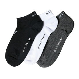 CLATHAS 3足組ソックス レディース マルチ クレイサス 靴下 3足セット くるぶし スニーカーソックス 白 グレー 黒 ロゴ ワンポイント カメリア