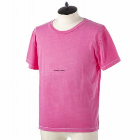 サンローラン Tシャツ ブランド 548037 YBDV2 6469 ロゴ 半袖 クルーネック メンズ FUSCHIA-NOIR ピンク YSL SAINT LAURENT