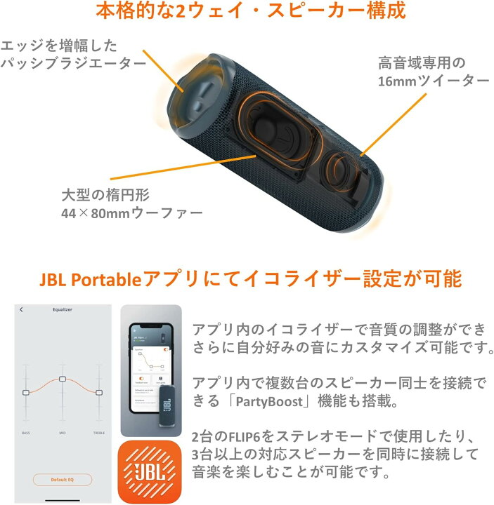 楽天市場】JBL FLIP6 Bluetoothスピーカー 2ウェイ・スピーカー構成 