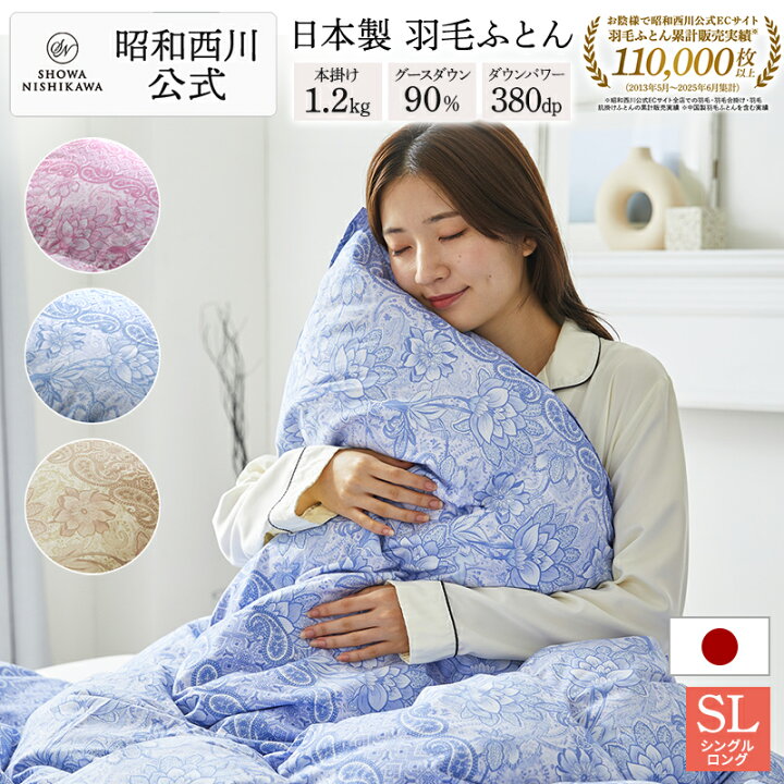 楽天市場】羽毛布団 昭和西川 ドイツ産グース90% 1.2kg EC907  