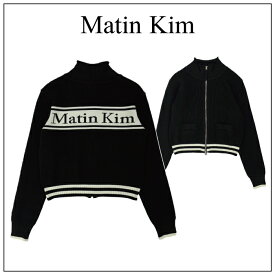 【Matin Kim】 SPELL POINT STRIPE KNIT CARDIGAN マーティンキム ジップアップ ハイネック ニット タートルネック ストリート モード ロゴ 韓国ファッション 韓国ブランド ブランド レディース メンズ シンプル モノトーン 原宿 韓国アイドル カーディガン