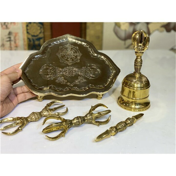 楽天市場】高品質 手作りの職人☆密教 法具 前具 金剛鈴 金剛盤 五鈷杵  
