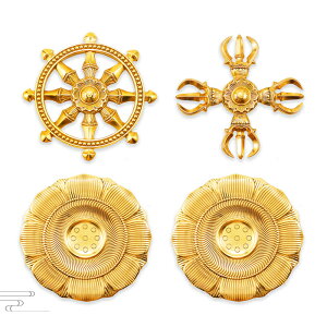 【送料無料】見逃せない!希少 佳品 法具輪宝&輪羯台セット羯磨&真鍮製 2点セット 密教法具 直径 13.5CM