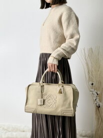 【20日限定全商品5000円OFFクーポン！！】LOEWE ロエベ アマソナ アナグラム スエード ミニボストン ハンドバッグ ベージュ vintage ヴィンテージ オールド