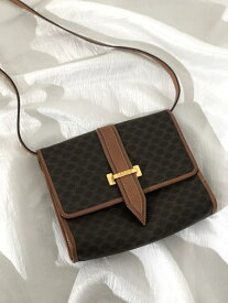 【マラソン期間中全商品5000円OFF・7%OFFクーポン配布中！！】CELINE セリーヌ マカダム フロントベルト ロゴ PVC×レザー スクエア ショルダーバッグ ブラウン vintage ヴィンテージ オールドセリーヌ 中古品 ブランド USED