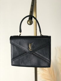 Yves Saint Laurent イヴ・サンローラン YSLロゴ レザー ハンドバッグ ブラック vintage ヴィンテージ オールド