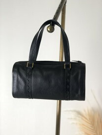 Yves Saint Laurent イヴ・サンローラン ダイヤカット レザー ボストンバッグ ハンドバッグ ブラック vintage ヴィンテージ オールド