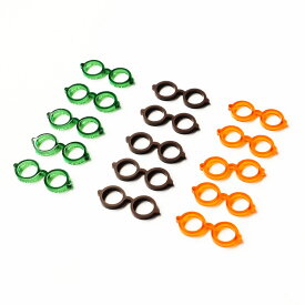 丸メガネパーツ　Bタイプ 15個入（グリーン・ブラウン・オレンジ）　アクリル製