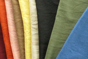 60sフレンチリネンキャンバスワッシャー(緑・青・黒系) リネン 無地 布 生地 手作り カット50cm単位(商品番号:22448-c)