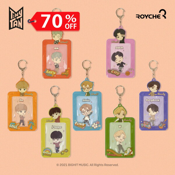 ★SALE70％OFF★【TinyTAN Dynamite フォトカードキーホルダー(ステッカー付き)】PHOTOCARD KEY HOLDER パス ケース Dynamite ver. RM Jin SUGA j-hope Jimin V JungKook ソロモン商事