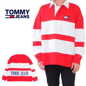 トミージーンズ ラガーシャツ スケーター ラグビー ポロ メンズ M L XL LL 2Lサイズ レッド ホワイト USモデル トップス TOMMY JEANS REGULAR FIT SKATER RUGBY POLO