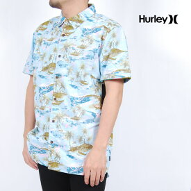 アウトレット USモデル ハーレー 半袖シャツ HURLEY OUTRIGGER SMILEY SS SHIRT アウトリガー スマイリー シャツ トップス 半袖 トロピカル 総柄 グリーン 緑 ブルー 青 マルチカラー アロハシャツ メンズ 男性 レディース 女性 ハーレイ