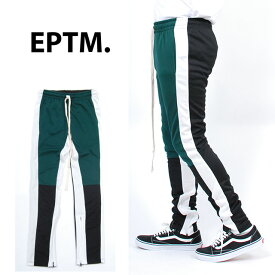 アウトレット EPTM エピトミ 切り返しデザイン TECHNO TRACK PANTS GREEN BLACK WHITE テクノ トラックパンツ スキニー 細身 スリムパンツ ジャージ メンズ 男性 レディース 女性 グリーン 緑 ブラック 黒 ホワイト 白