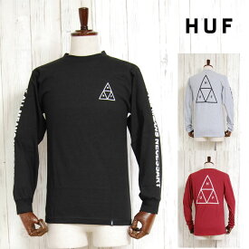 アウトレット HUF ハフ 長袖Tシャツ エッセンシャル トリプル トライアングル ロンT ロゴ ESSENTIALS TT L/S TEE TRIPLE TRIANGLE WHITE BLACK TERRA COTTA RED トップス ホワイト 白 ブラック 黒 レッド 赤 メンズ 男性 レディース 女性 カジュアル ストリート ブランド