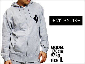 アウトレット ATLANTIS A LOGO ZIP HOODIE GRAY アトランティス Aロゴ スウェット ジップアップ フーディー パーカー トップス パーカー フードプリント有 グレー 灰色 メンズ 男性 レディース 女性 HIPHOP ヒップホップ ストリート セットアップも可能