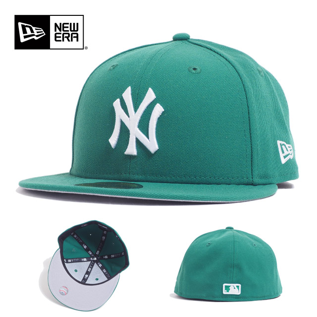 USモデル NEW ERA ニューエラ ニューヨーク ヤンキース グリーン 緑 MLB BASIC 5950 59FIFTY アンダーバイザーグレー  グレーブリム ツバ裏グレー ニューエラ キャップ BASIC メンズ 男性 レディース 女性 帽子 ハット FITTED CAP NEYYAN KGR 