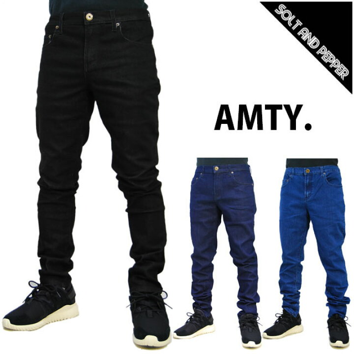 楽天市場 アウトレット Amty アンティ Skinny Denim Pants Black Blue デニム スキニー パンツ ブラック 黒 ブルー 青 メンズ 男性 レディース 女性 ボトムス ストリート Hiphop ヒップホップ カジュアル Solt And Pepper