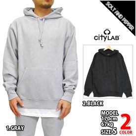 【送料無料】CITY LAB シティーラブ PULLOVER FLEECE HOODIE 裏起毛 プルオーバー フリース パーカー グレー 灰色 ブラック 黒 無地 シンプル MENS 男性 トップス ストリート カジュアル　CITYLAB 大きいサイズ有 CL011POHD