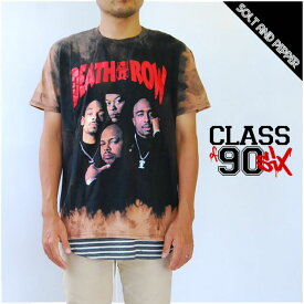 アウトレット CLASS OF 90SIX DETH ROW RECORDS HAND BLEECHED VINTAGE T-SHIRTS デスロウ ハンドブリーチ ブリーチ加工　スヌープ ドッグ SNOOP DOGG DR DRE 2PAC　シュグナイト ヴィンテージT-SHIRT　Tシャツ　半袖