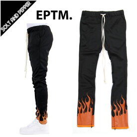 アウトレット EPTM エピトミ FLAME TRACK PANTS BLACK ORANGE フレイム トラックパンツ スキニー 細身 スリムパンツ ジャージ 火炎 メンズ 男性 レディース 女性 ブラック 黒 オレンジ