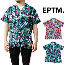 アウトレット EPTM エピトミ HAWAIIAN TRACK SHIRT NAVY RED ハワイアン トラック シャツ アロハシャツ 花柄 総柄 ネイビー 紺 レッド 赤 半袖 メンズ 男性 レディース 女性 カジュアル eptm　ボタンダウンシャツ