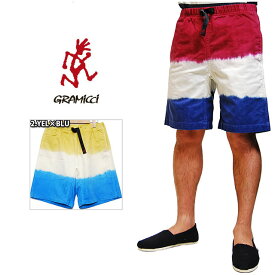 アウトレット グラミチ G ショーツ GRAMICCI DIP DYE G SHORT COTTON YELLOW RED BROWN BLUE WHITE 2色展開 ハーフパンツ ボトムス アウトドア カジュアル バイカラー ネイビー 紺 イエロー 黄 レッド 赤 ホワイト 白 ブルー 青 短パン メンズ 男性