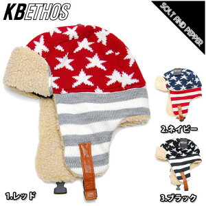 KB ETHOS �P�[�r�[�G�g�X FLAG TRAPPER KNIT CAP BLACK RED NAVY �t���b�O �g���b�p�[ �j�b�g �L���b�v �j�b�g�X �u���b�N �� ���b�h �� �l�C�r�[ �� ������ ���� �J�W���A�� �u�����h �����Y ���f�B�[�X �j