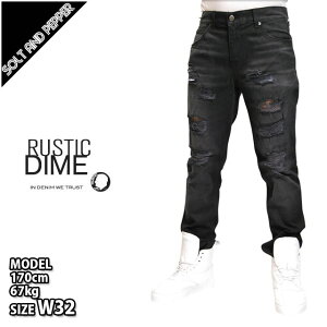 �y�A�E�g���b�g�z�y���������zRUSTIC DIME ���X�e�B�b�N�_�C�� TAPER FIT DENIM PANTS BLACK �t�B�b�g �f�j�� �p���c �{�g���X �_���[�W �u���b�N �� �����Y �j�� �{�g���X �Y�{�� �����j���O RUSTICDIME