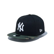 キッズモデル　NEWERA ニューエラ Youth 9FIFTY ニューヨーク・ヤンキース ブラック × ホワイト ウッド…