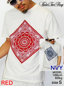 �A�E�g���b�g UNDER TWO FLAGS BANDANA S/S T-SHIRTS DAWN BLUE/NAVY ANTIQUE WHITE/RED �A���_�[�g�D�[�t���b�O�X �o���_�i T�V���c ���� �u���[ �� �l�C�r�[ �� �A���e�B�[�N�z���C�g �� ���b�h �� �y�C�Y���[ �g