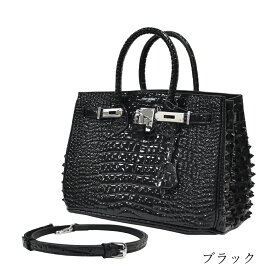 アンコキーヌ Anne Coquine 本革クロコ型押しサイドスタッズバッグ 35cm／2479 クロコ バッグ ハンドバッグ ホワイト ブラック 上品 かわいい 誕生日 プレゼント ギフト 女性 レディース メンズ