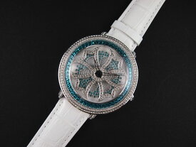 アンコキーヌ Anne Coquine 腕時計 メンズ 時計 バイカラー クロスシルバーベゼル クリア×ブルー （本体ブルー×シロ ベルト：シロ） 1110-1301 ブランド 高級 クリスタルストーン ぐるぐる くるくる 回る ゴージャス プレゼント ギフト