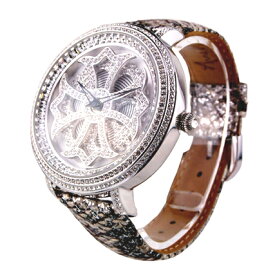 アンコキーヌ Anne Coquine 腕時計 メンズ 時計 クロスシルバーベゼル ホワイト×ホワイト 1101-0101 アクセサリー ジュエルウォッチ 革ベルト ブランド 高級 ユニセックス ペア ぐるぐる くるくる グルグル クルクル