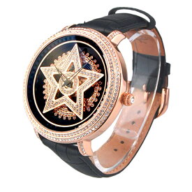 アンコキーヌ Anne Coquine 腕時計 メンズ 時計 ゴールド スター 本体 ブラック ベルト ブラック 1213-0202 クリスタルストーン スター ユニセックス ゴージャス ウォッチ ブランド 高級 ペア ぐるぐる くるくる 回る プレゼント ギフト