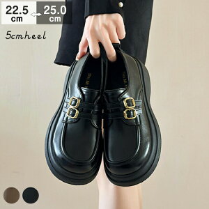 【大人気商品】厚底ローファー レディース 黒 ブラック スクール レザー 合皮 パンプス チャンキーソール ボリュームソール 歩きやすい 疲れにくい 美脚 脚長 おしゃれ OL 学生 通勤 通学 黒