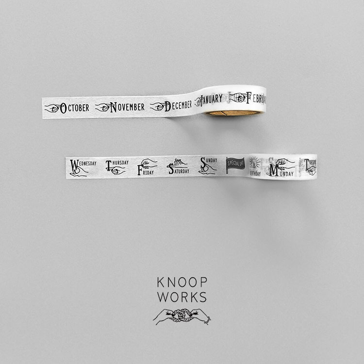 クノープワークス KNOOPWORKS マスキングテープ 116_DAY OF THE WEEK 曜日 MONTHLY 15mm 1.5cm 手帳 ラッピング