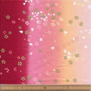 0606 金彩桜舞文様 ちりめん風 シーチング