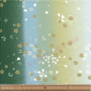 0606 金彩桜舞文様 ちりめん風 シーチング