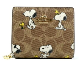 【★楽天ハッピーホリディSALE！個数限定大特価】COACH/コーチ　COACH X PEANUTS 2025 スナップ ウォレット シグネチャー キャンパス スヌーピー プリント タン ブラウン CBN32 【春財布】【ラッピング無料】【楽ギフ_包装】【新社会人】【母の日】【楽天スーパーSALE】