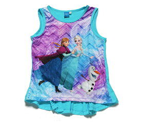 【まとめ割り対象商品】【メール便送料無料】Disney（ディズニー）FROZEN Anna & Elsa TankTopアナと雪の女王 タンクトップ ライトブルー【子供服 4歳 6歳 8歳】