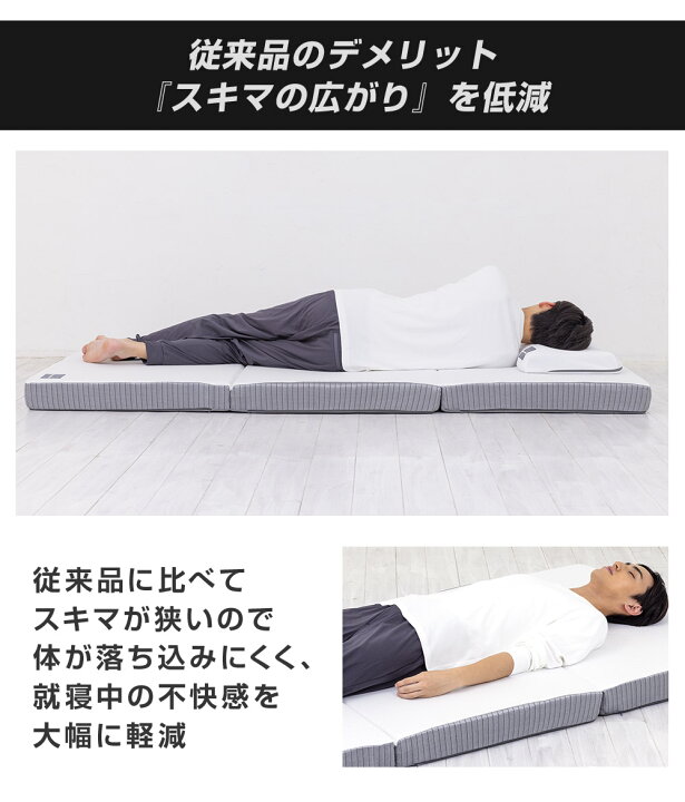 楽天市場】SOMRESTA ゼロギャップ＆リッチ 三つ折りマットレス 高反発 