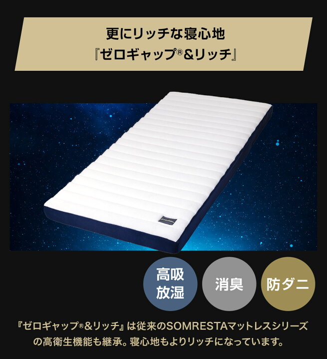 楽天市場】SOMRESTA ゼロギャップ＆リッチ 三つ折りマットレス 高反発 