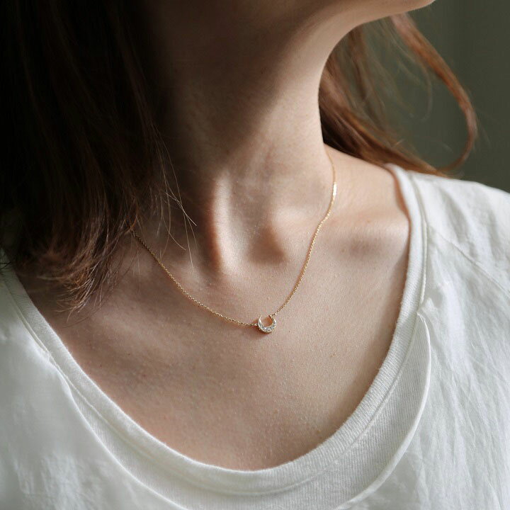 楽天市場】【Luna Necklace】 K10/K18/Pt900 三日月 モチーフ パヴェ 