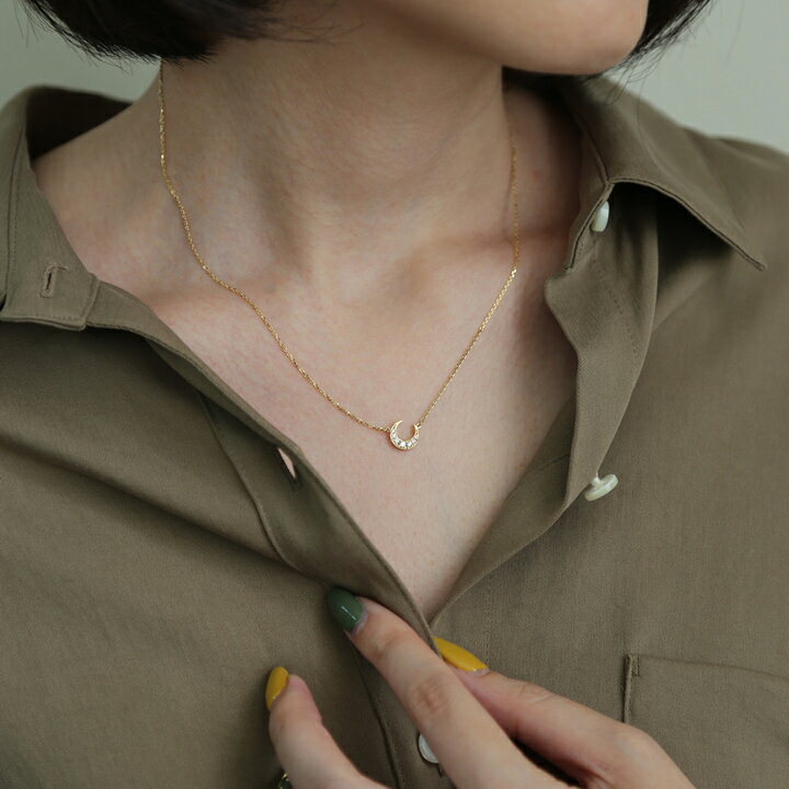 楽天市場】【Luna Necklace】 K10/K18/Pt900 三日月 モチーフ パヴェ 