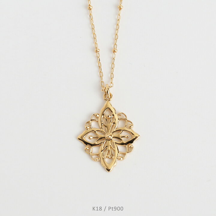 楽天市場】【Ludhiana Long Necklace】 K18/Pt900 透かし柄 モチーフ 