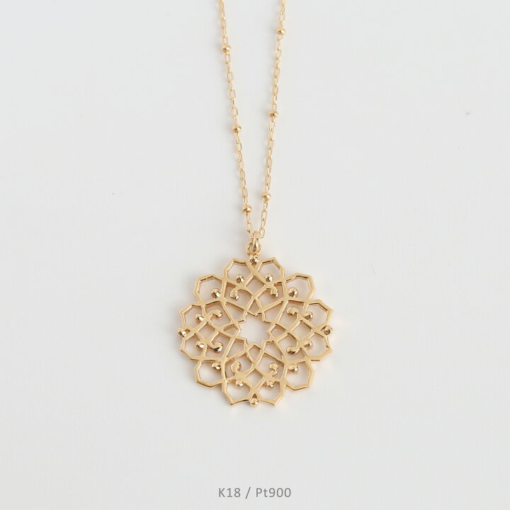 楽天市場】【Rudynore Long Necklace】 K18/Pt900 透かし柄 モチーフ 